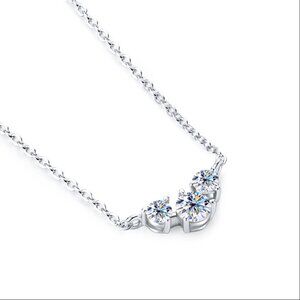 0.5ct Moissanite Three-Stone Necklace in 925 Sterling Silver & 18k White Gold